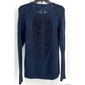 SWEATY BETTY OPEN‎ WEAVE BACK SWEATER Women's Size Medium Blue